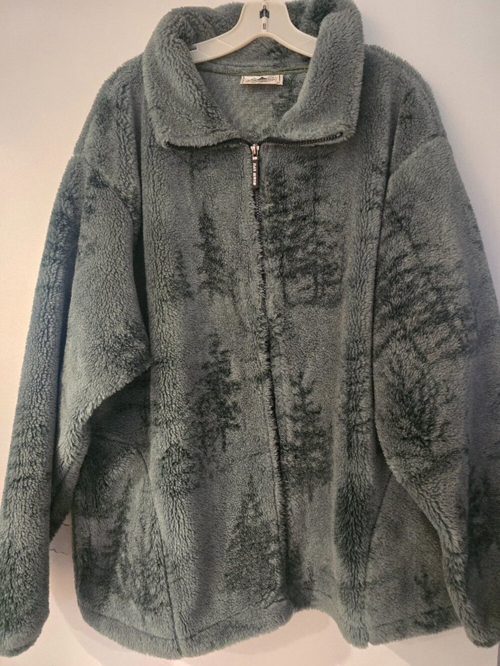 Black Mountain Fleece Jacket XL Pine Tree Print Full Zip Vintage Made in USA - Picture 1 of 7